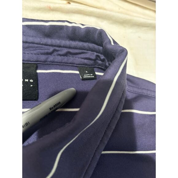 Dunning Golf Polo Shirt Blue Striped Men's Size L Short Sleeve Heavy Weight - Picture 6 of 8